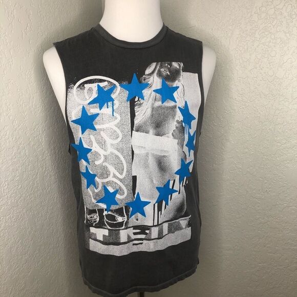 Guess Men’s Graphic Grey Muscle Tee Shirt Sz Small - Picture 1 of 8